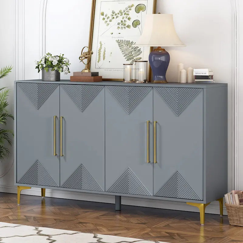 4-Door Sideboard Cabinet with Adjustable Shelves, 60 inch