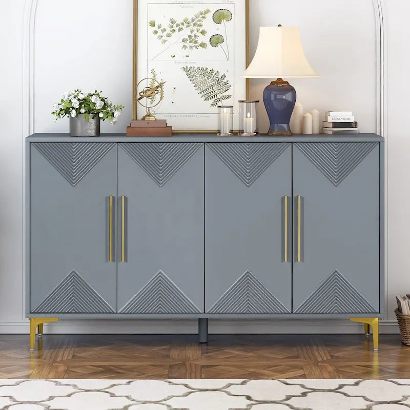 4-Door Sideboard Cabinet with Adjustable Shelves, 60 inch