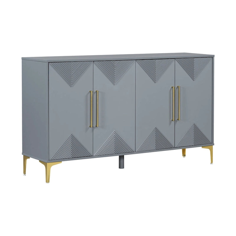 4-Door Sideboard Cabinet with Adjustable Shelves, 60 inch