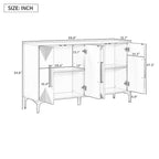 4-Door Sideboard Cabinet with Adjustable Shelves, 60 inch