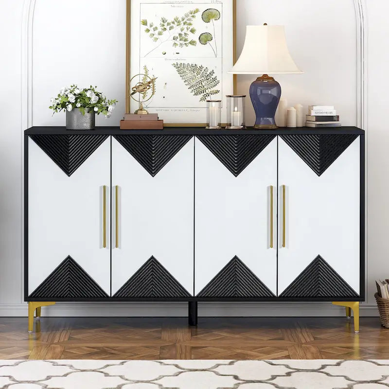 4-Door Sideboard Cabinet with Adjustable Shelves, 60 inch