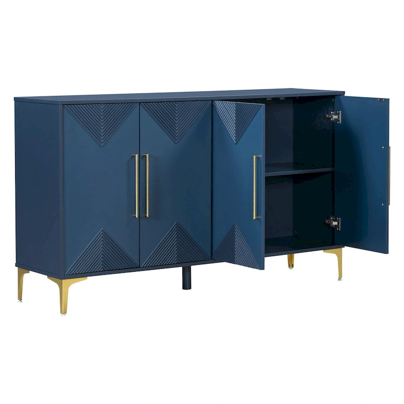 4-Door Sideboard Cabinet with Adjustable Shelves, 60 inch