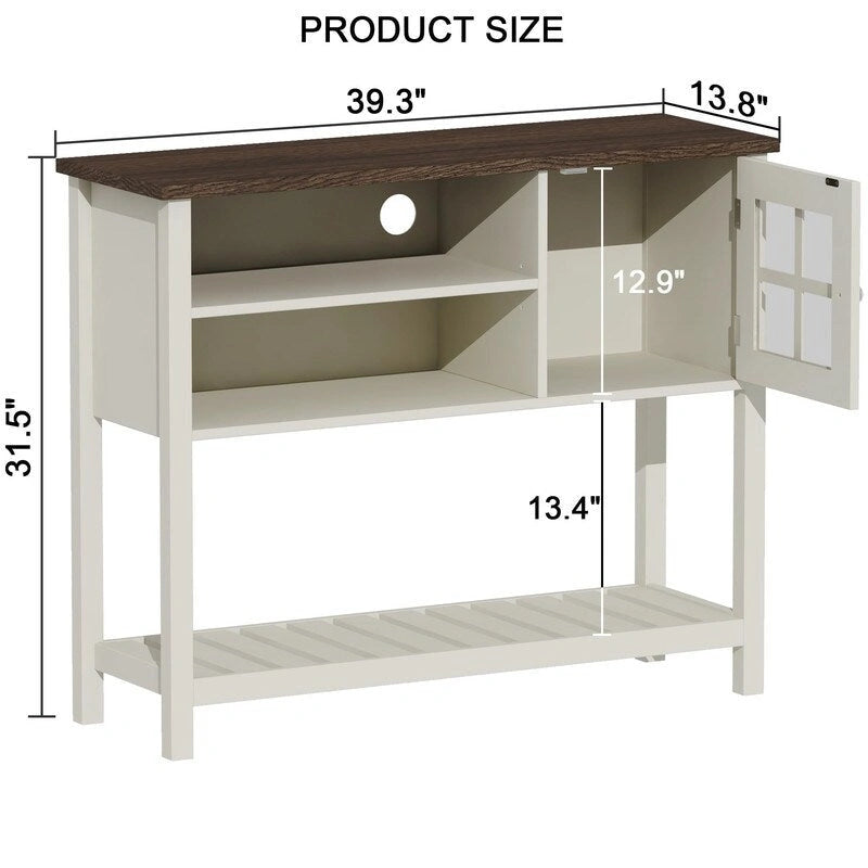 Coffee Bar Cabinet with Glass Door and Adjustable Shelf - 13.8D x 39.3W x 31.5H