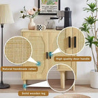 Kitchen Sideboard Storage Cabinet with Rattan Doors