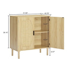 Kitchen Sideboard Storage Cabinet with Rattan Doors
