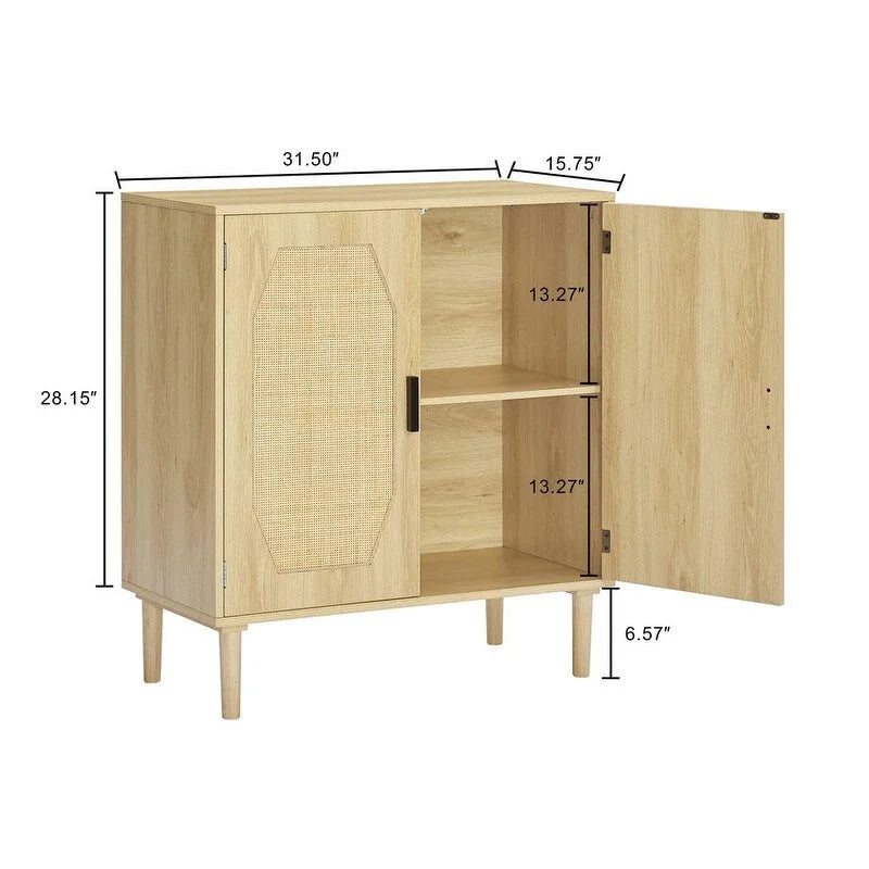 Kitchen Sideboard Storage Cabinet with Rattan Doors