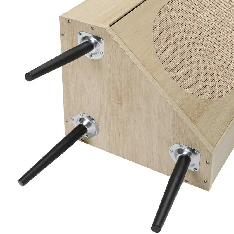 Freestanding Corner Cabinet with Rattan Door