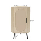 Freestanding Corner Cabinet with Rattan Door