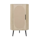 Freestanding Corner Cabinet with Rattan Door