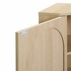 Freestanding Corner Cabinet with Rattan Door