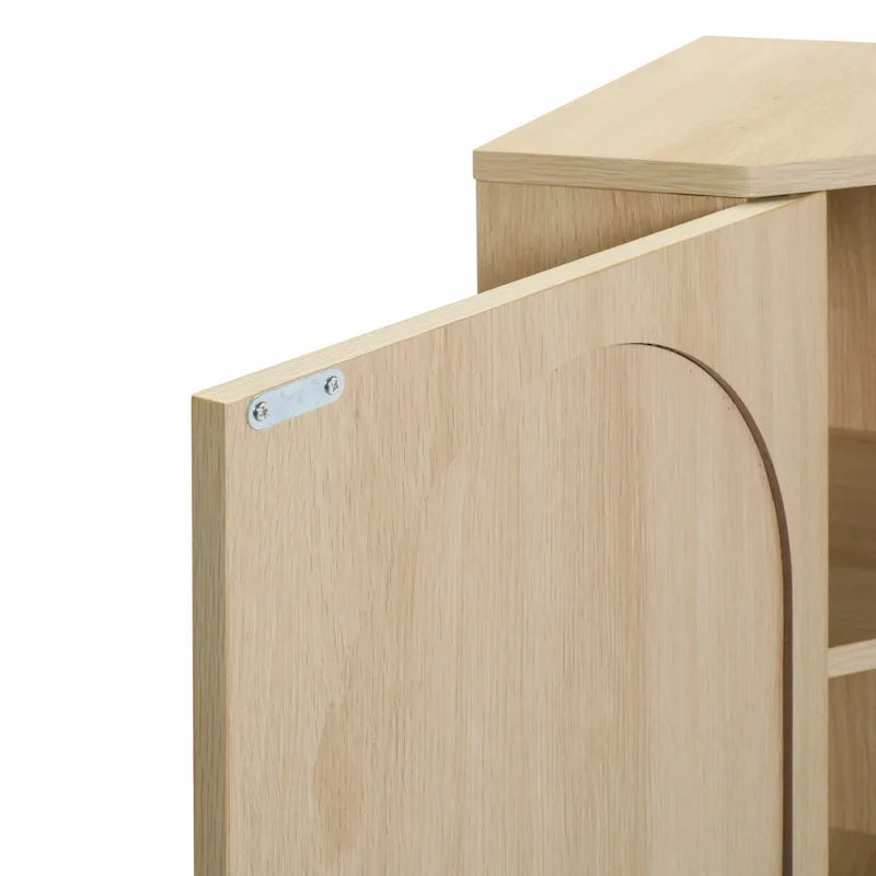 Freestanding Corner Cabinet with Rattan Door