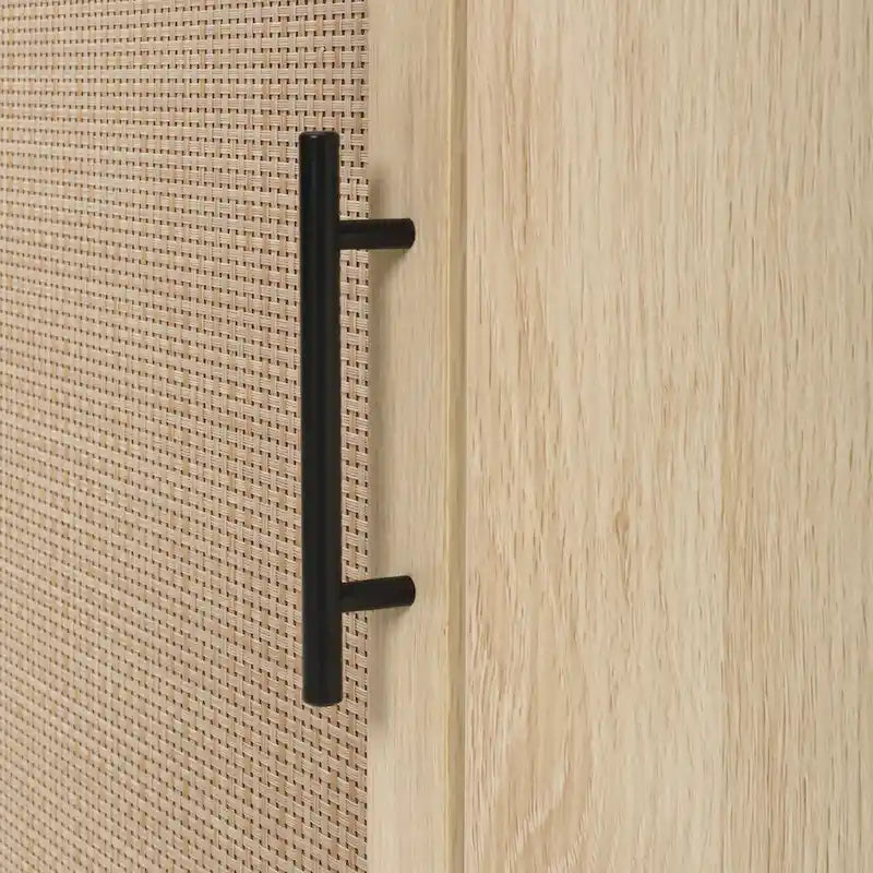 Freestanding Corner Cabinet with Rattan Door