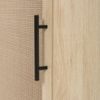 Freestanding Corner Cabinet with Rattan Door