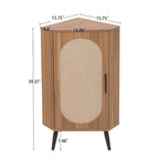 Freestanding Corner Cabinet with Rattan Door