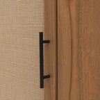 Freestanding Corner Cabinet with Rattan Door