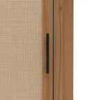 Freestanding Corner Cabinet with Rattan Door