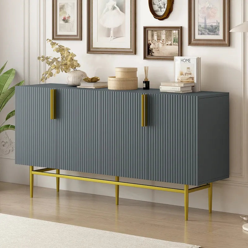 4-Door Sideboard with Gold Metal Handles