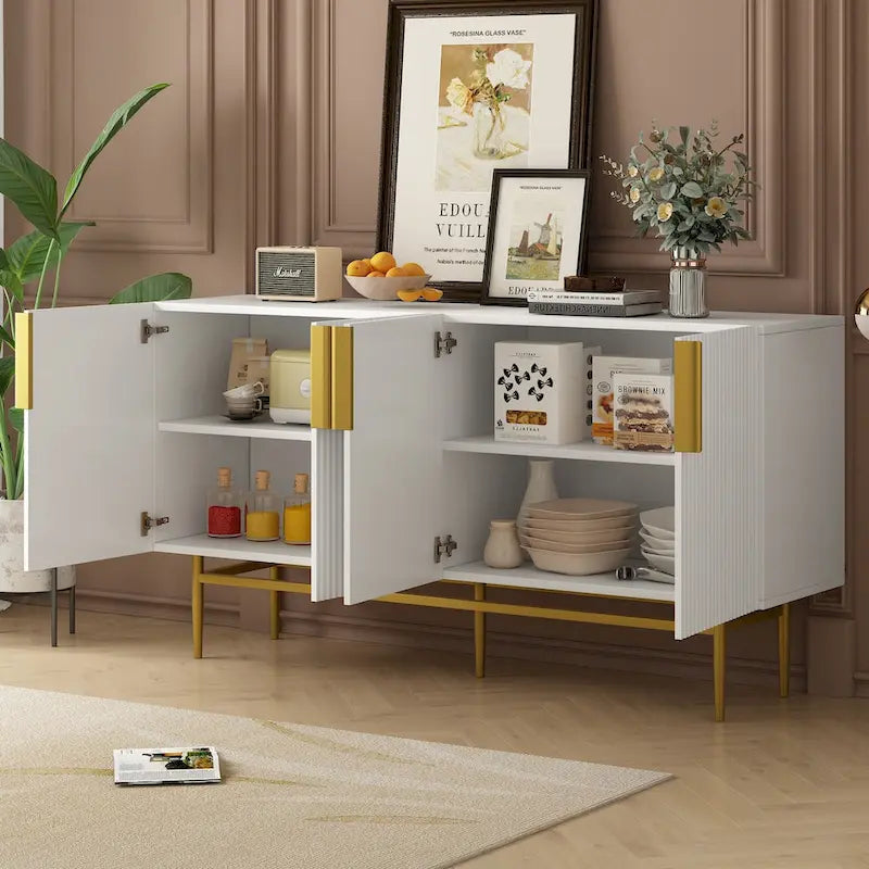 4-Door Sideboard with Gold Metal Handles