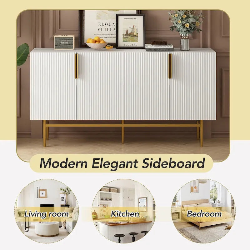 4-Door Sideboard with Gold Metal Handles