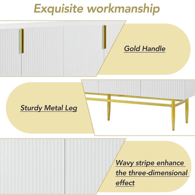 4-Door Sideboard with Gold Metal Handles
