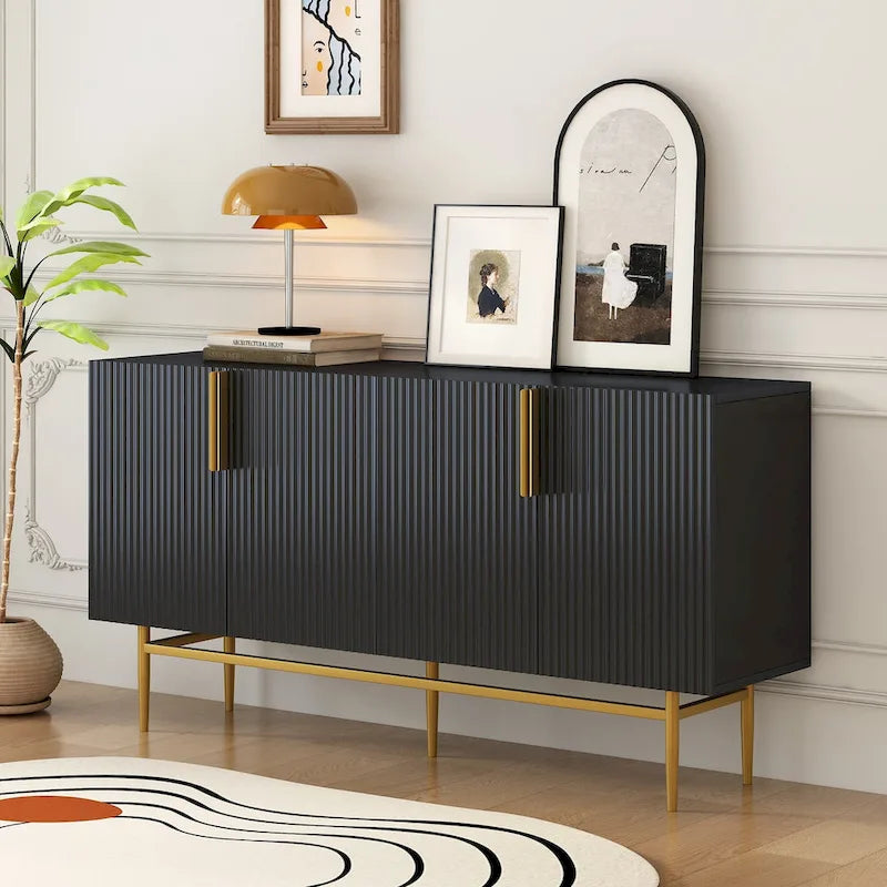 4-Door Sideboard with Gold Metal Handles