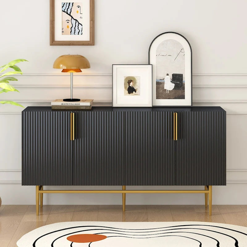 4-Door Sideboard with Gold Metal Handles