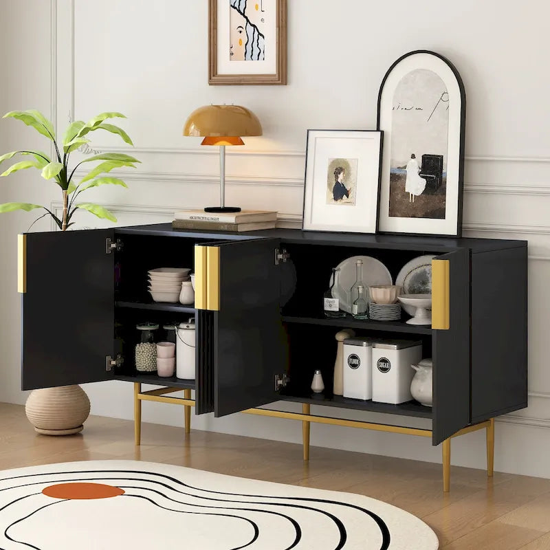 4-Door Sideboard with Gold Metal Handles