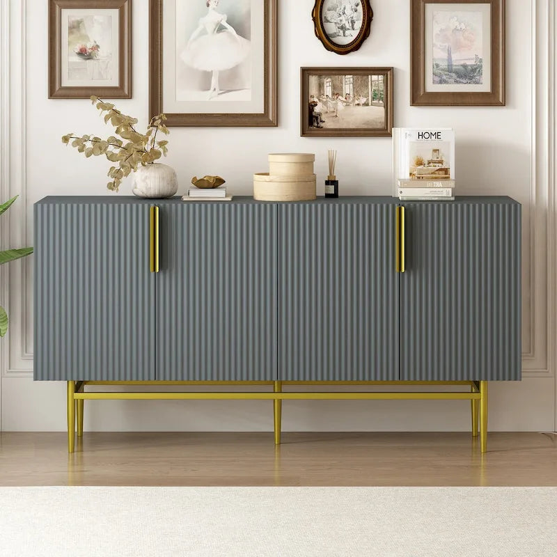 4-Door Sideboard with Gold Metal Handles