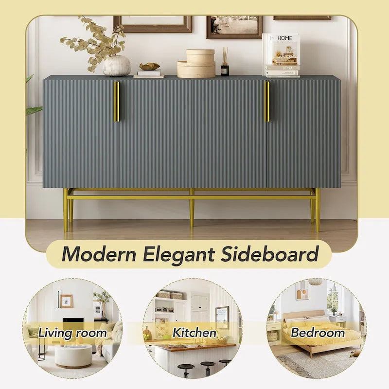 4-Door Sideboard with Gold Metal Handles