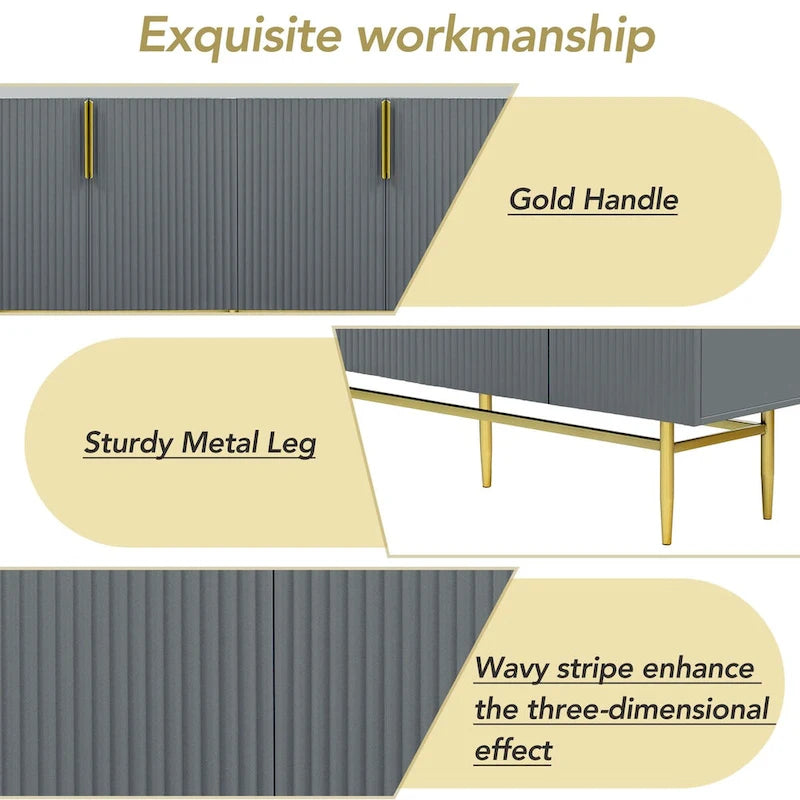 4-Door Sideboard with Gold Metal Handles