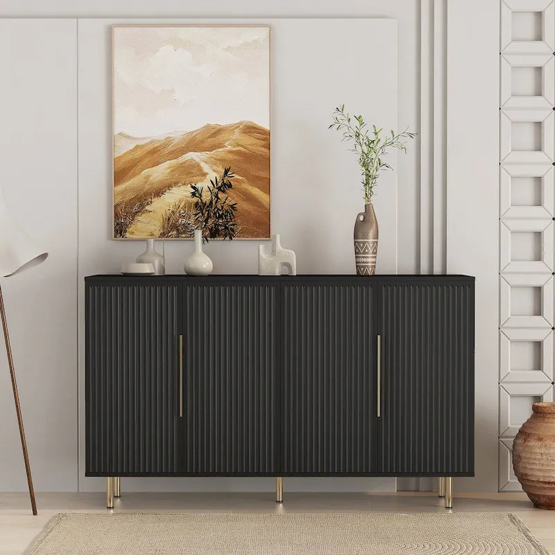 Fluted Sideboard Buffet Cabinet with Adjustable Shelves