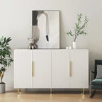 White Modern Buffet Cabinet with Storage, Fluted Sideboard Large Buffet with Adjustable Shelves,Accent Cabinet Console Table