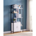 Two Door Three Drawer Credenza with Geometric Inlay and Hairpin Legs