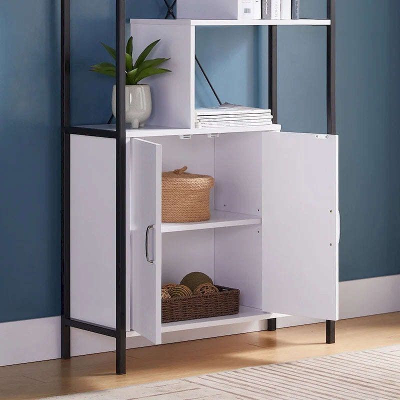 Two Door Three Drawer Credenza with Geometric Inlay and Hairpin Legs