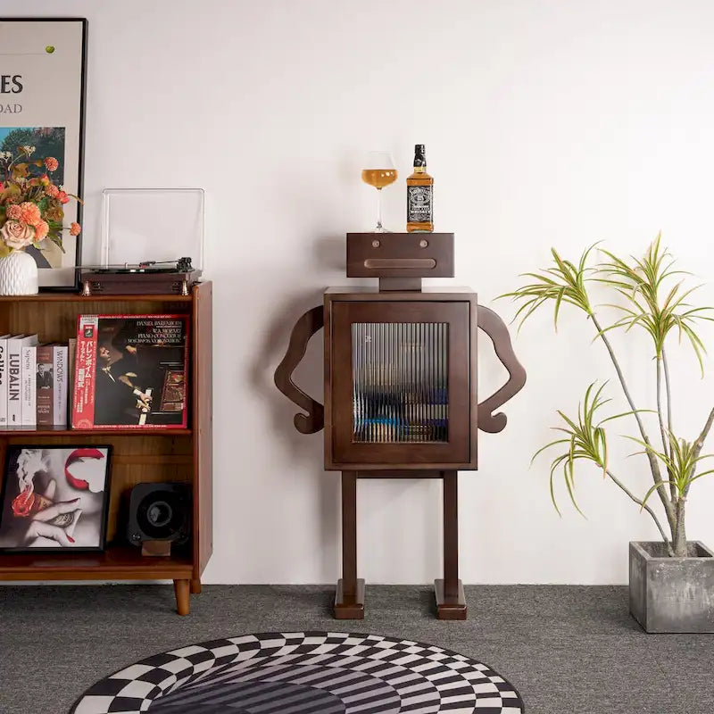 Wooden Storage Cabinet with Wine Rack