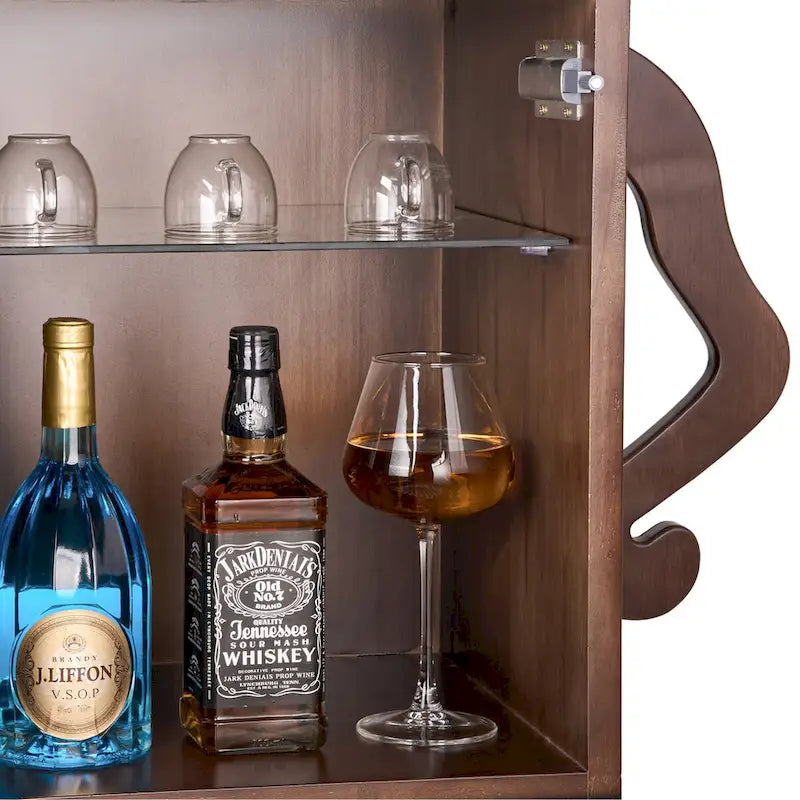 Wooden Storage Cabinet with Wine Rack