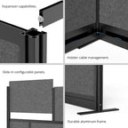 Modular Room Divider System - Black Frame - 53 x 70 Starter Wall