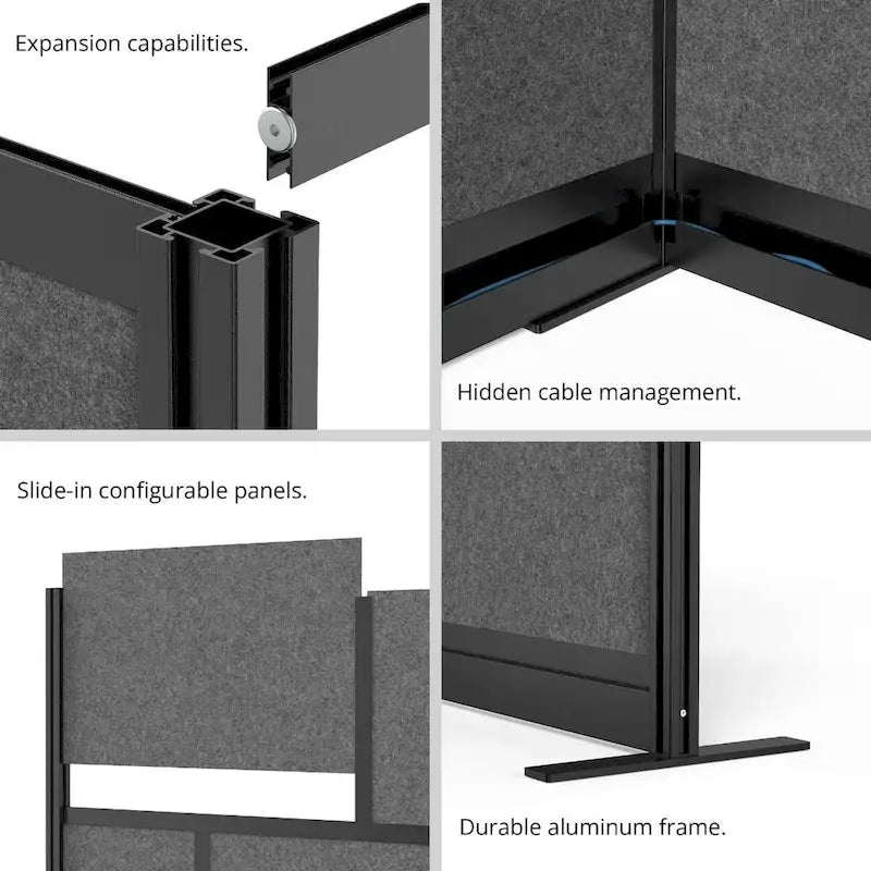 Modular Room Divider System - Black Frame - 53 x 70 Starter Wall