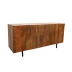 Wood 4-Door Fluteboard Cabinet - Brown, 63 x 17.7 x 29.5 Inches