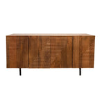 Wood 4-Door Fluteboard Cabinet - Brown, 63 x 17.7 x 29.5 Inches