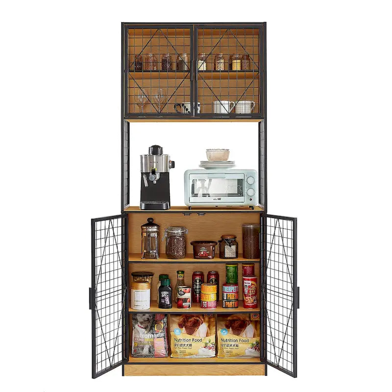 72" Kitchen Pantry Cabinet with Mesh Doors and Shelves