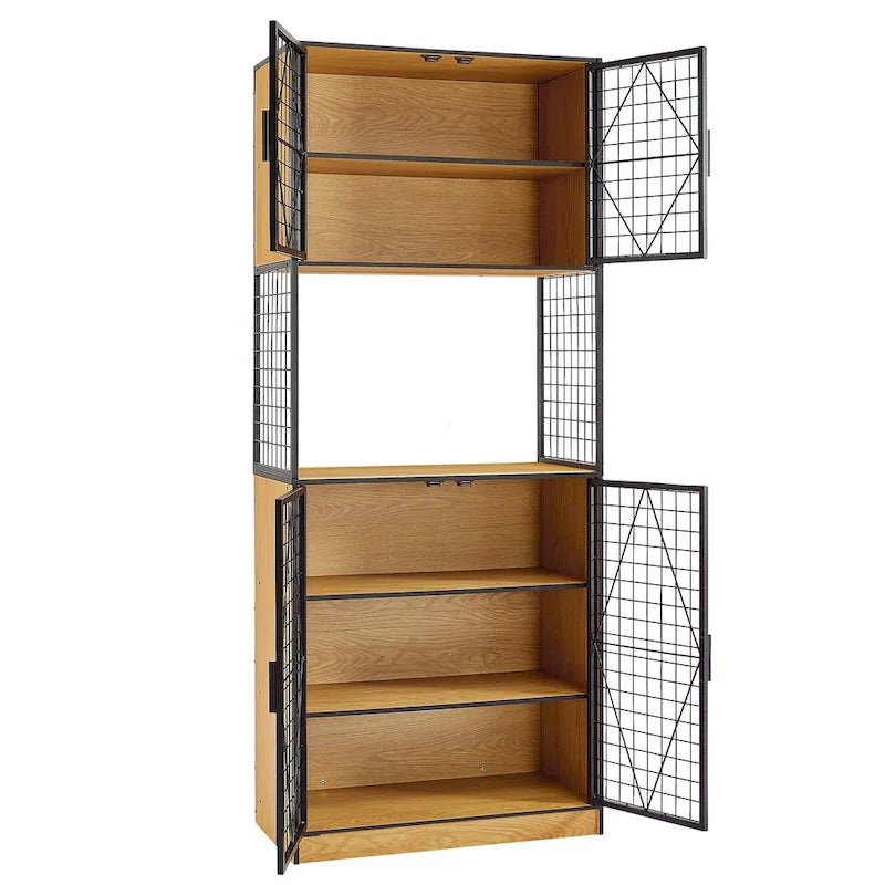 72" Kitchen Pantry Cabinet with Mesh Doors and Shelves