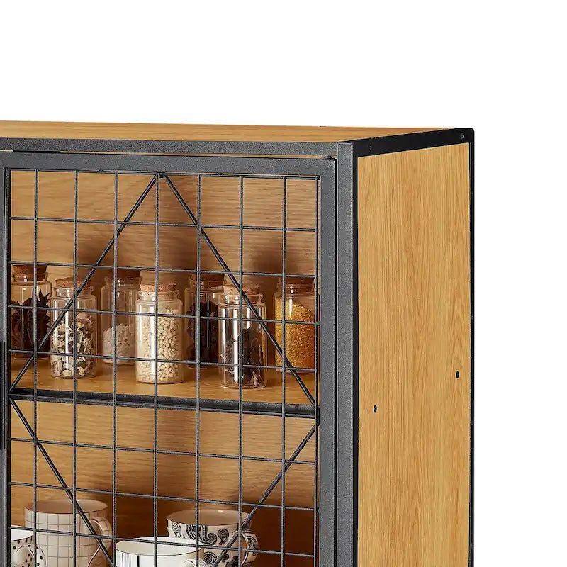 72" Kitchen Pantry Cabinet with Mesh Doors and Shelves