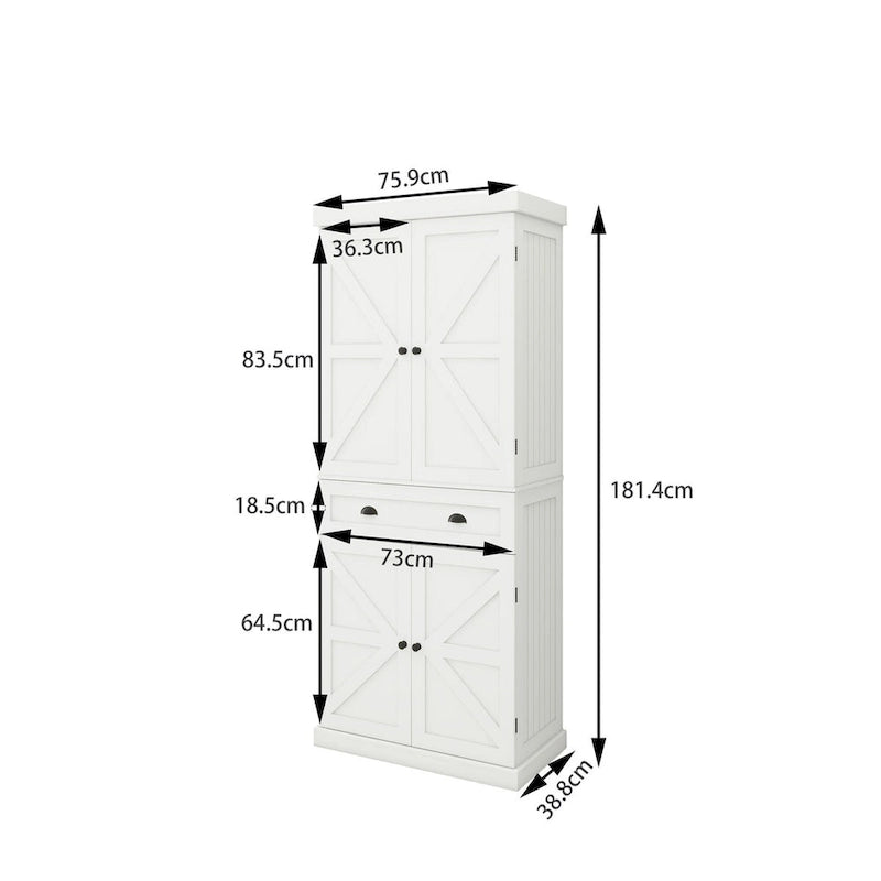 White Four-Door One-Drawer Storage Cabinet