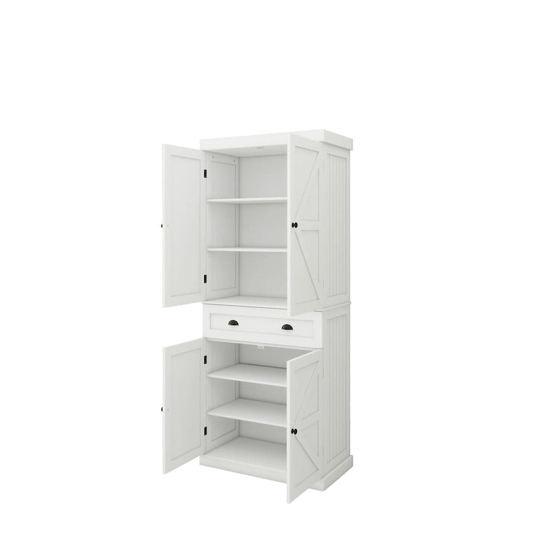White Four-Door One-Drawer Storage Cabinet