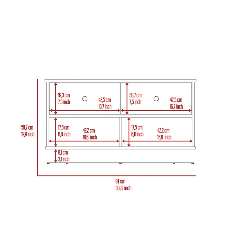 Storage Bench with Lower Shelf and Two Drawers – Light Oak Finish
