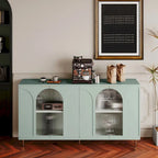 Mint Green Sideboard Buffet Cabinet with 4 Glass Doors