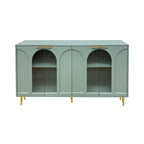 Mint Green Sideboard Buffet Cabinet with 4 Glass Doors