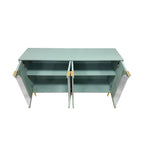 Mint Green Sideboard Buffet Cabinet with 4 Glass Doors