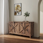 4-Door Sideboard Cabinet with Open Shelves